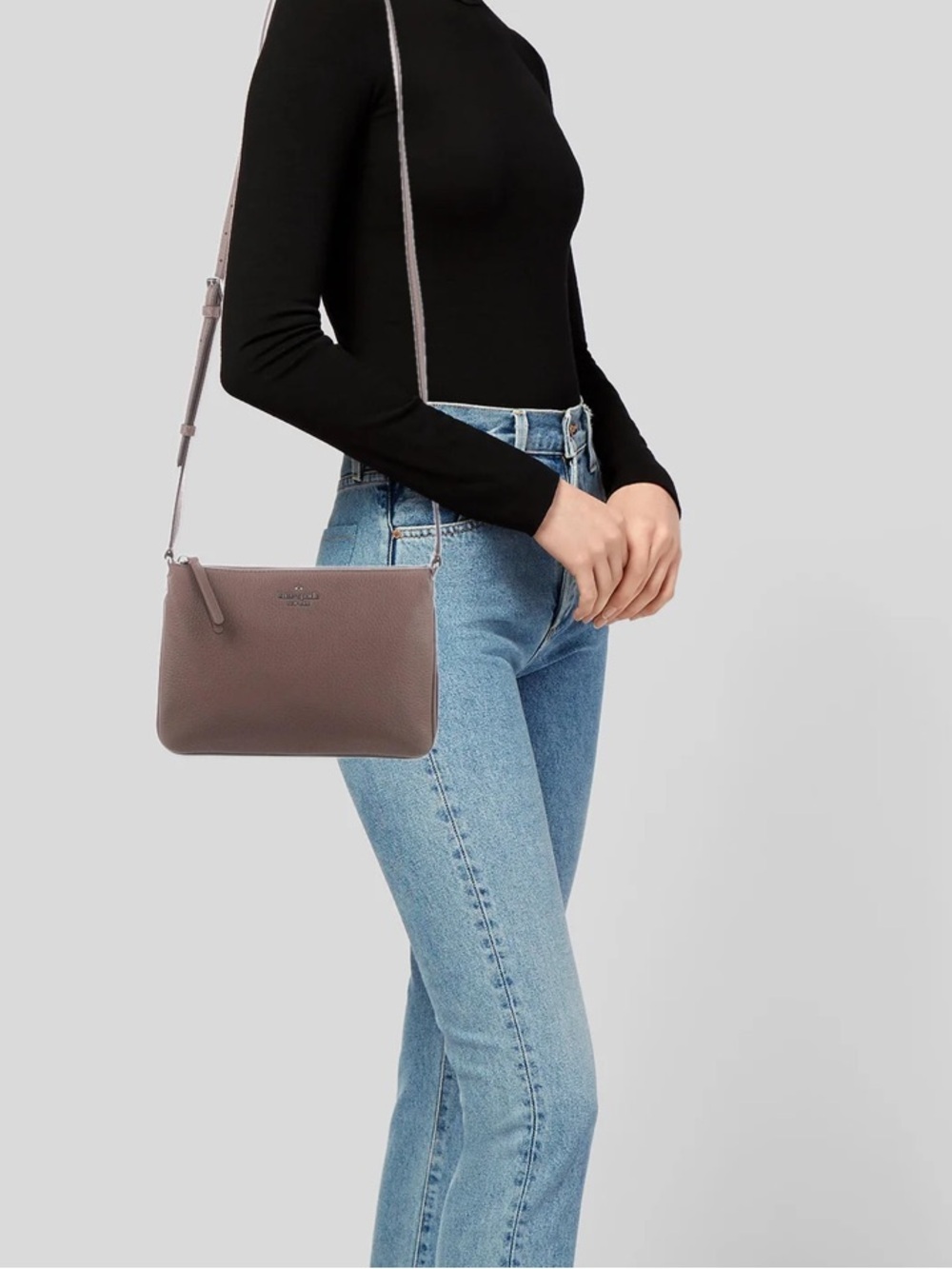 Kate Spade New York Jackson Triple Gusset Pebbled Leather Crossbody Bag Taupe